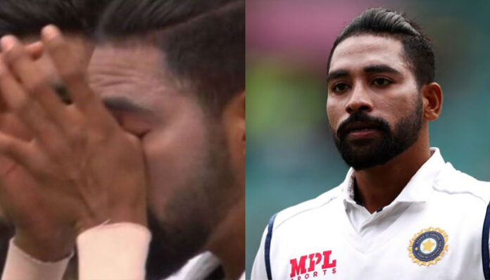 Mohammed Siraj in tears during national anthem