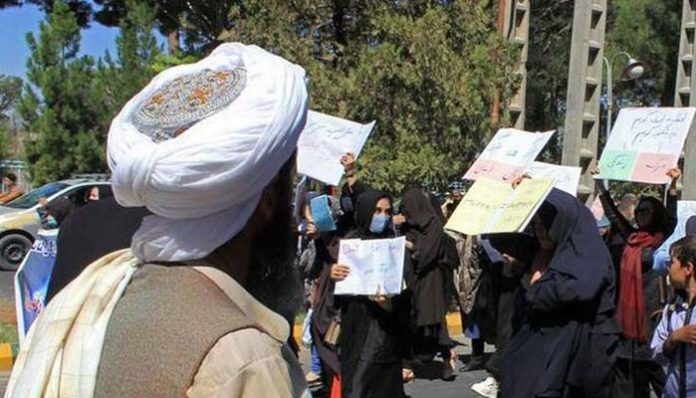 Taliban Watches Women Protest In Afghan