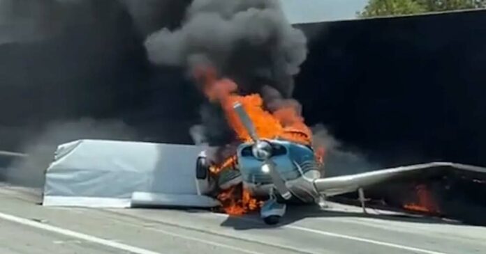 Planes collide in California; During the crash landing, the aircraft completely disintegrated