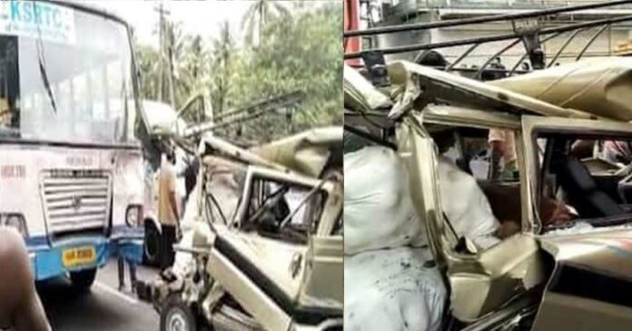 Car accident in Aluva; KSRTC bus crashes into vehicles, passengers injured