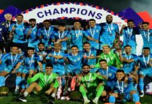 India won the tri-nation football tournament! Defeated Kyrgyzstan by 2 goals against