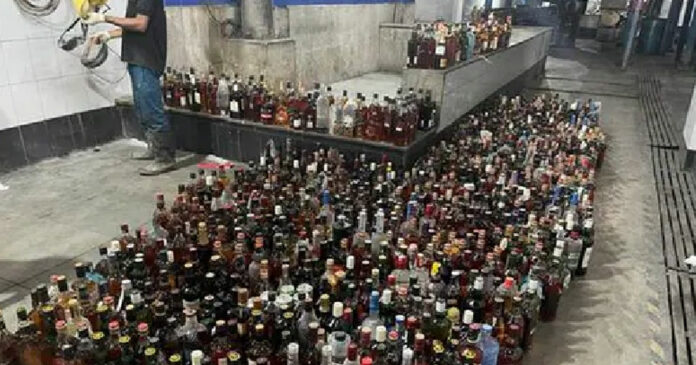 Delhi Airport; Customs destroyed more than 1200 bottles of seized liquor and 51 kg of drugs