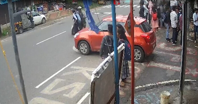 While crossing the road, the speeding bike was hit and thrown; A student met a tragic end in Muvatupuzha; The injured student and the biker are undergoing treatment