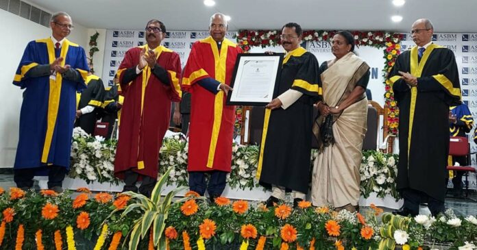 Goa Governor PS Sreedharan Pillai has been awarded D Litt degree by ASBM University