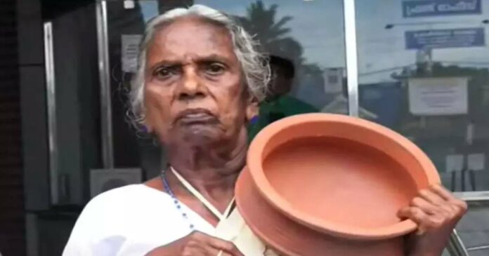old lady, who beg after not getting the welfare pension, went to the village office to with a request to find the one and a half acre land alleged to be in her name by the CPM