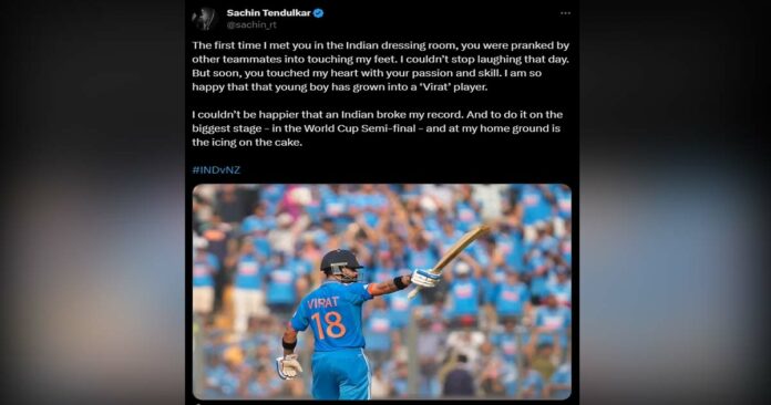 Sachin with a touching note about Kohli who made new history!