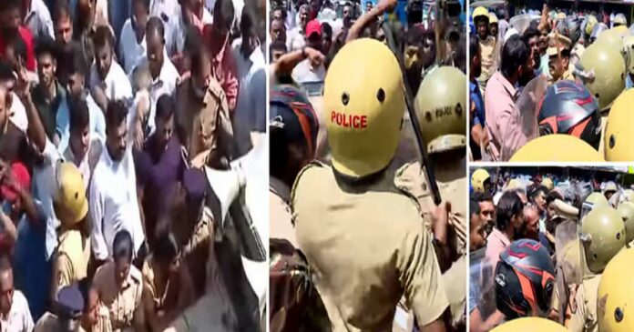 Lathicharge at Pulpalli; Police beat protesters; Outrage!