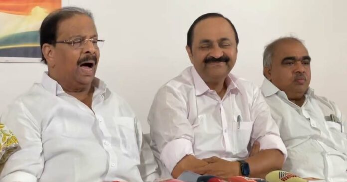 K Sudhakaran expressed his displeasure at the opposition leader's late arrival at the press conference