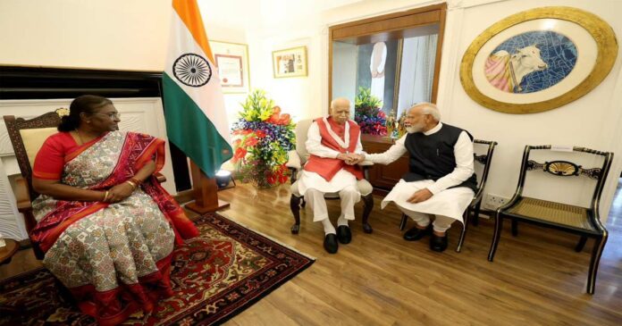 Prime Minister Narendra Modi expressed his happiness at honoring LK Advani with Bharat Ratna, the country's highest civilian honour.