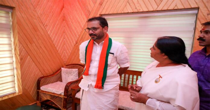NDA candidate K surendran visits Brahma Kumaris Ashram
