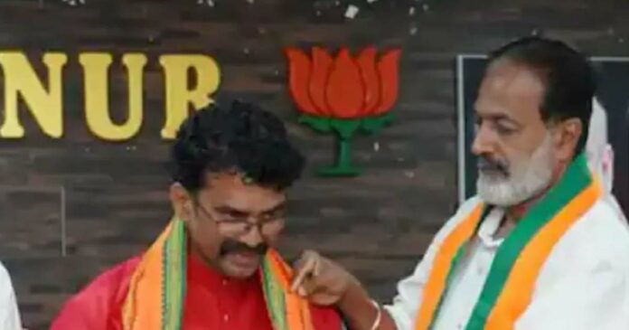 Former PA of K Sudhakaran in BJP! Kannur constituency NDA candidate C Raghunath accepted him into the party.