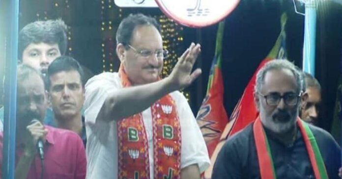 JP Nadda says every vote Rajeev Chandrasekhar gets belongs to Prime Minister Narendra Modi! Ananthapuri prepared a grand reception for the BJP National President's road show