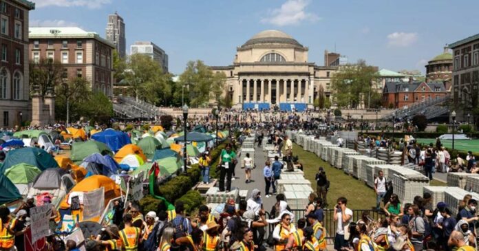 Student unrest continues in America; Tent protest in solidarity with Palestinians; and Columbia University by suspending students