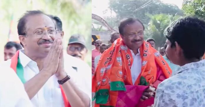 V Muraleedharan campaigned in Vamanapuram Constituency; The NDA candidate shared the video through a Facebook post