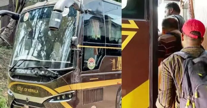 Navakerala Bus got work done on Kanni Yatra itself! The door of the bus was damaged and the service started after the door was locked