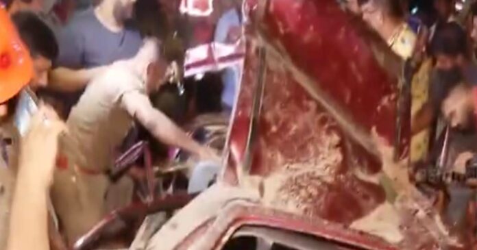 A tree fell on top of a car in Thiruvananthapuram. A tragic end for the middle-aged!